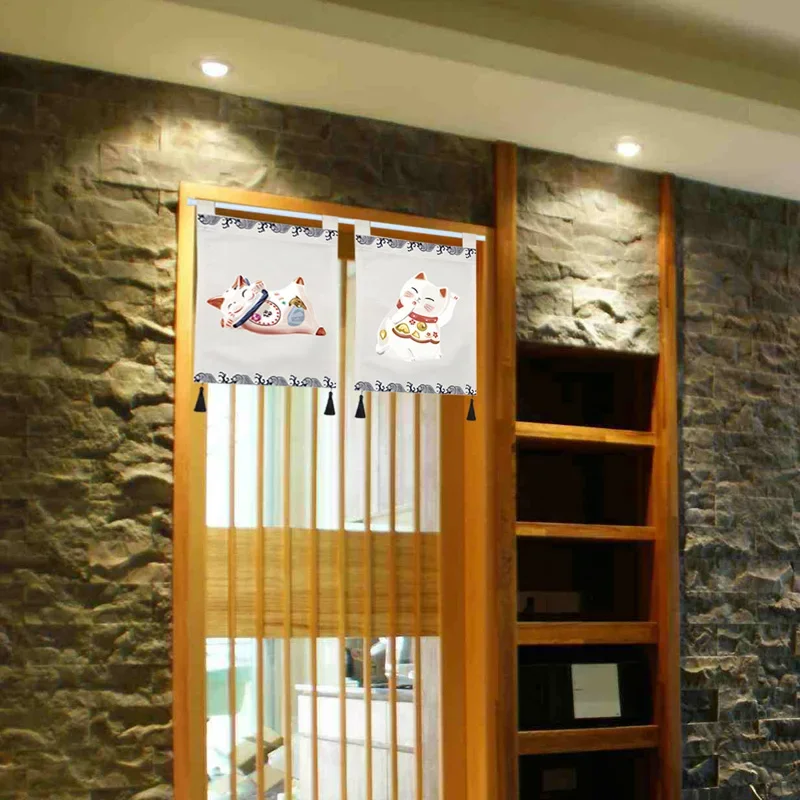 Double-sided Printing Japanese Lucky Cat Door Curtain Sushi Restaurant Izakaya Horizontal Curtain Decorative Flag Curtain 4