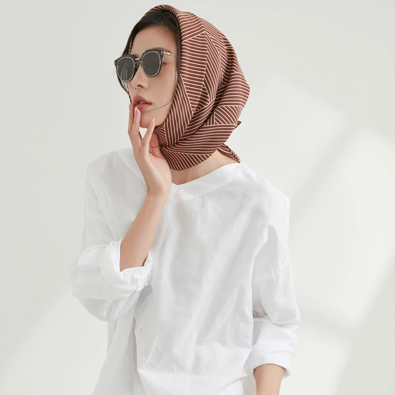 

Free Shipping Summer Sweden Brand Silk Scarves New Color Black Stripe Simple Design 100% Silk Luxury Women Square Scarves