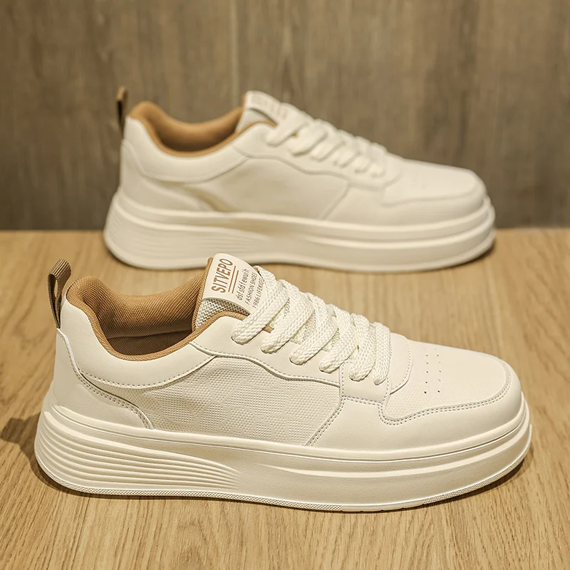 White Sneakers For Men Platform Vulcanized Shoes Men Trend Street Style Casual Brand Walking Men's Sneakers On Office Shoes Male 4