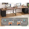 110" 2 Person Desk with 8 Drawers, Large Writing Home Office Desks with Outlets, I Shaped Workstation Double Desk Drawer 5
