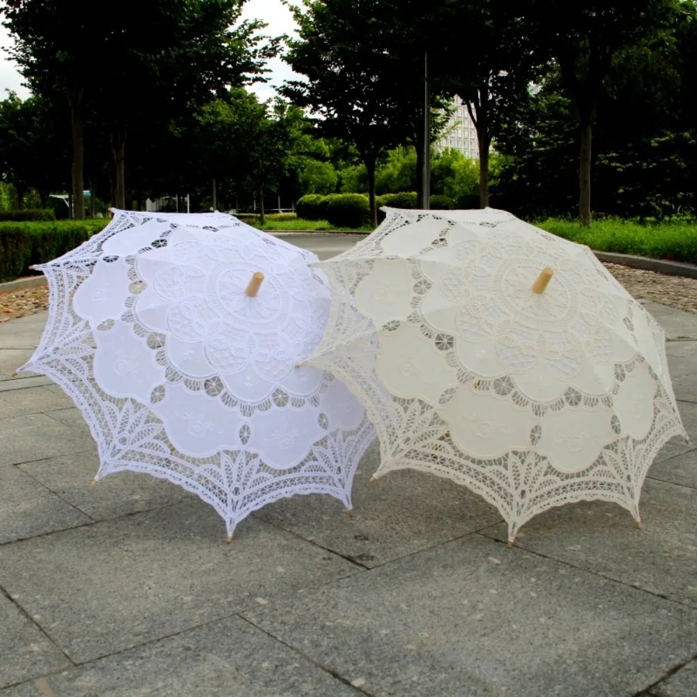 Classic Lace Wedding Umbrellas for Bridal Handmade Cotton Craft Umbrella Wedding Photography Prop Party Decors paraguas vintage