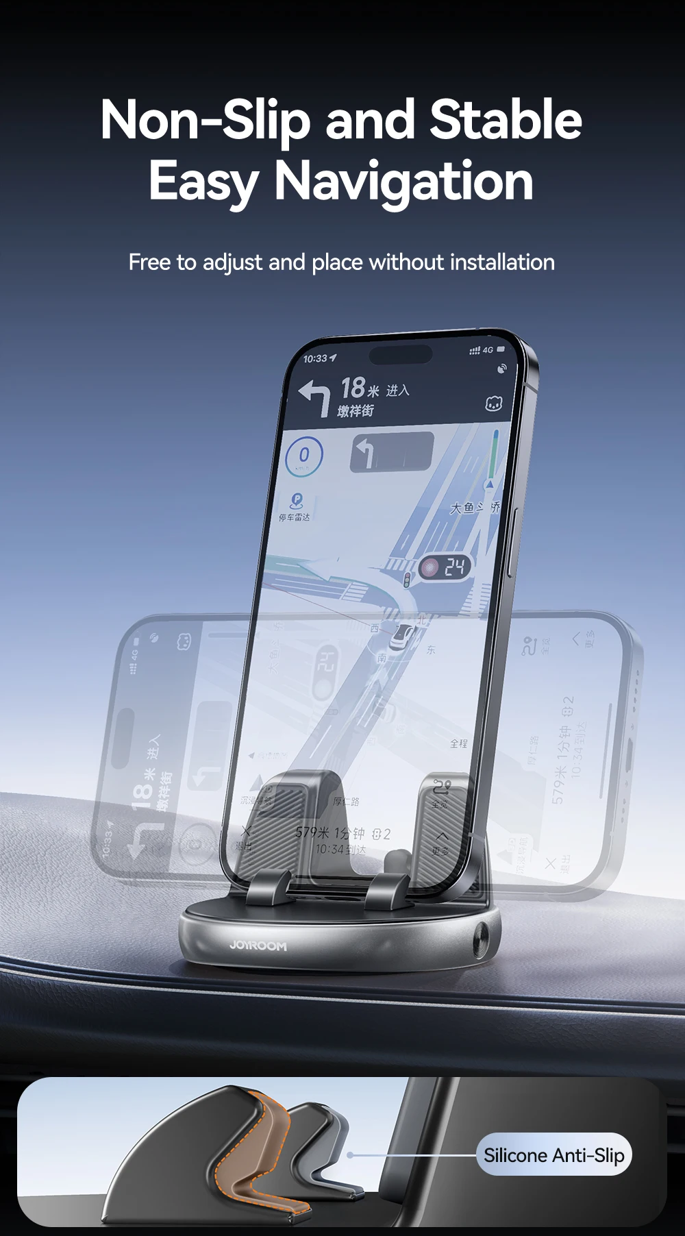 Joyroom Car Phone Holder One-Handed Operation Car Navigation Holder 360° Rotatio