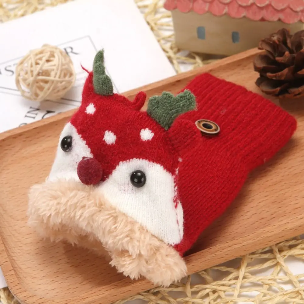 Winter Warm Mittens Cold protection Kids Fingerless Gloves Children Christmas Gloves Plush Clamshell Half Finger