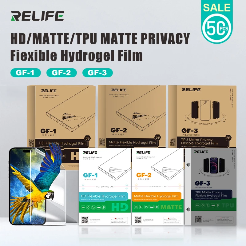 RELIFE GF-1 GF-2 GF-3 TPU-Hydrogelfolie für Filmschneidemaschine, Vollbildabdeckung, Displayschutzfolie ohne Aufladecode