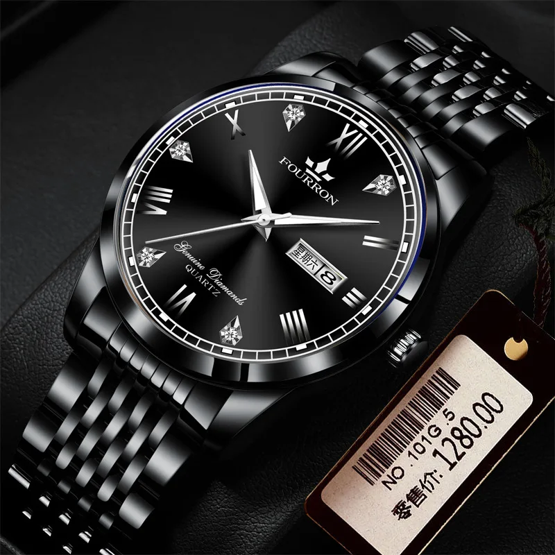 

New Double Calendar Waterproof Watch for Men's Korean Version Simple Ultra-thin Fashion Business Steel Band Milan Quartz Watch