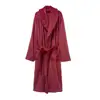 2025 Robe en flanelle pour femmes, peignoir épais et chaud en polaire avec poches, chemise de nuit longue en peluche douce pour l'hiver, vêtements de nuit