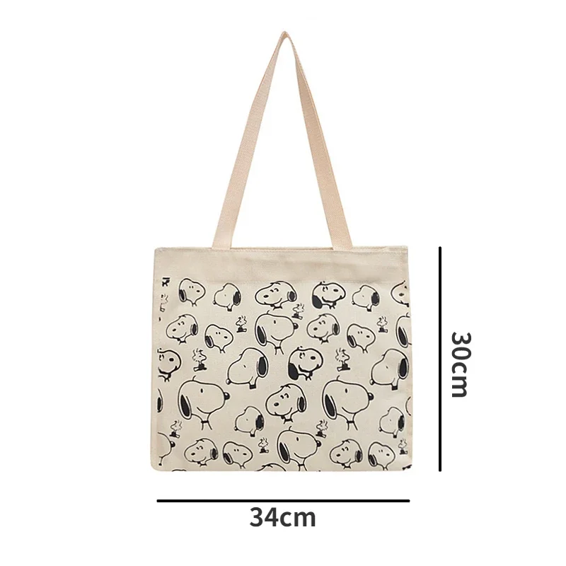 Snoopy Casual Canvas Women Bag Large Capacity Cartoon Print Shoulder Bag Fashion Female Tote Zipper Handbags Ladies Shopping Bag 6