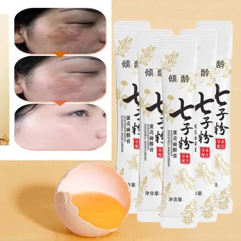 4g*100bag/box Seven Seeds and Eggshell Essence Natural Herbal Pearl Mask Powder Whitening Freckle Hydrating Moisturizing pearl powder coating natural mineral mica dust type403 pearlized pigment diy dye colorant 10 50g for soap eye shadow cars crafts