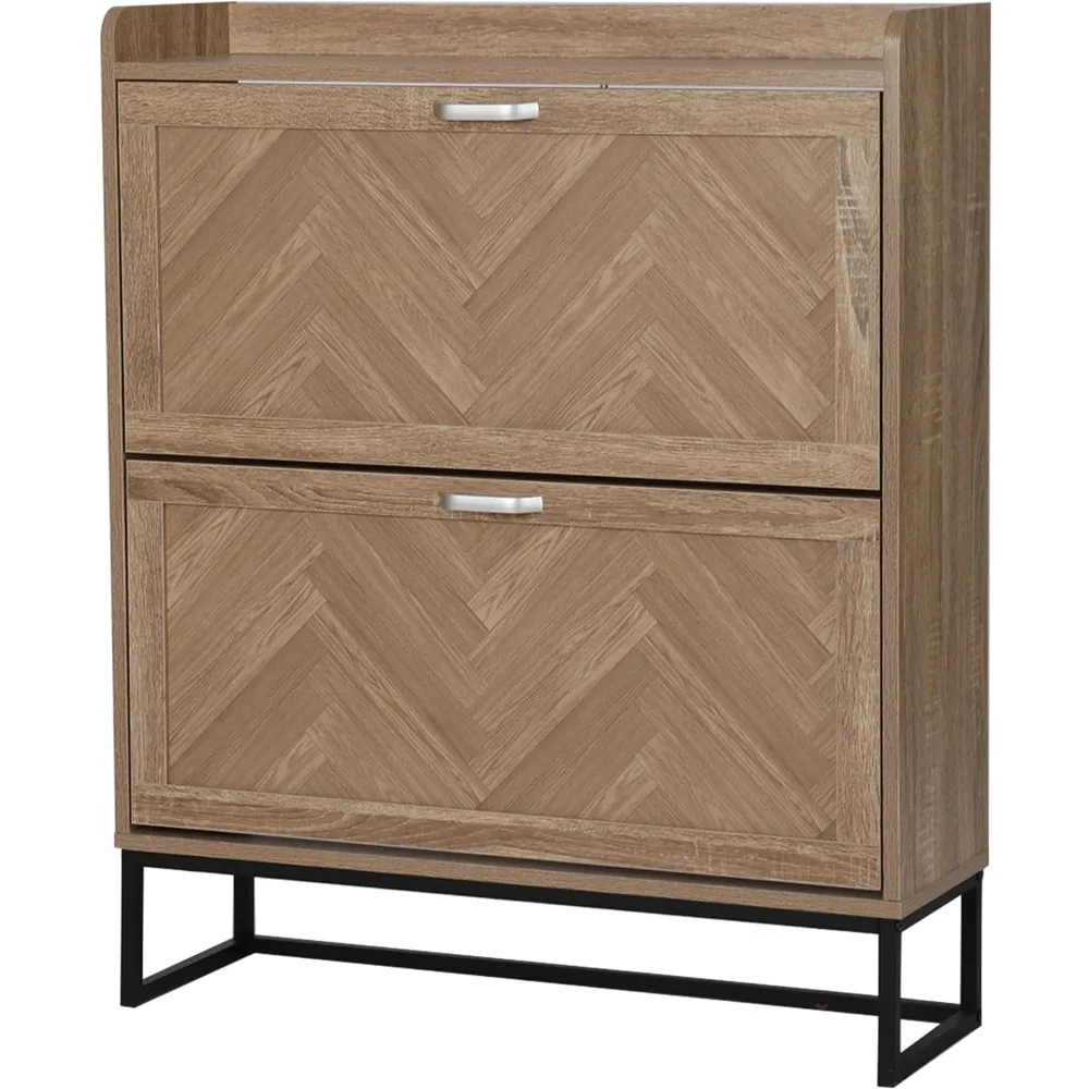 

Shoe Cabinet with 2 Flip Drawers, Shoe Storage Cabinet for Entryway,