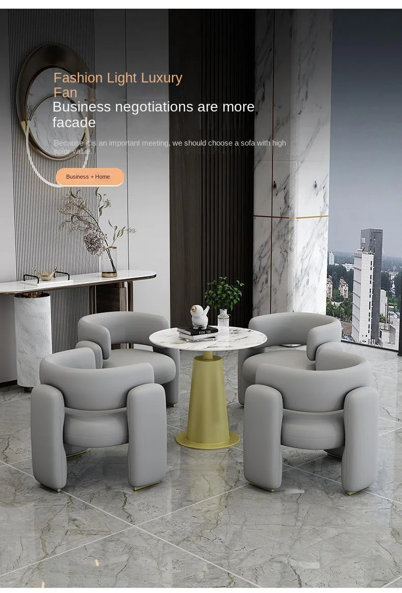 Description Picture 5 of itemRichome Single Sofa Chair Designer Luxury Leisure Chair Modern Minimalist Lounge Reception Chair Negotiation Chair Tea Table Set