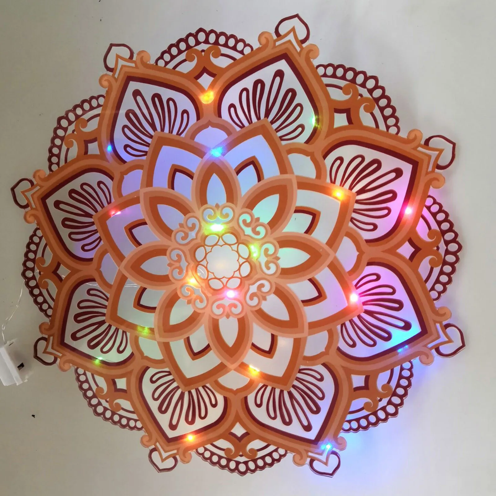 Mandala Yoga Room Night Light LED Multilayered Laser Cut Carved Light LED Elegant Wooden Mandala