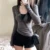 y2k Grunge Tops Women Solid Color Slim Fit V Neck Long Sleeve Button Up T Shirt 2000s Fairycore Clothing Streetwear