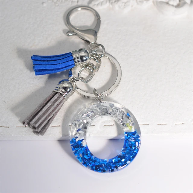 Portachiavi Personalizzato Con Lettera Iniziale - Design Blu Con Nappa E Farfalla - Foto 9