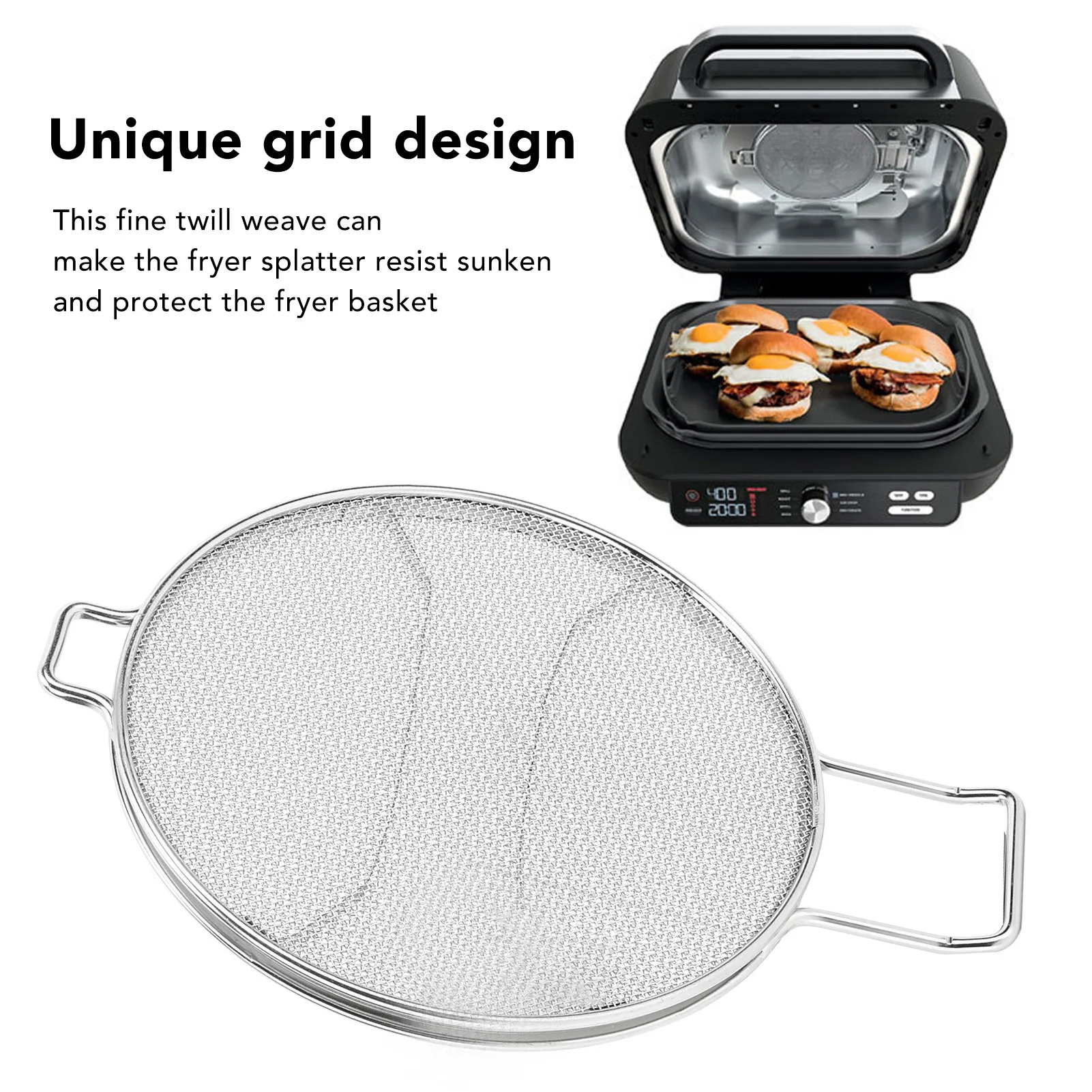 Detachable Stainless Steel Splatter Splatter Screen Oil Proofing Lid Replacement for Foodi IG651 Fryer Accessories