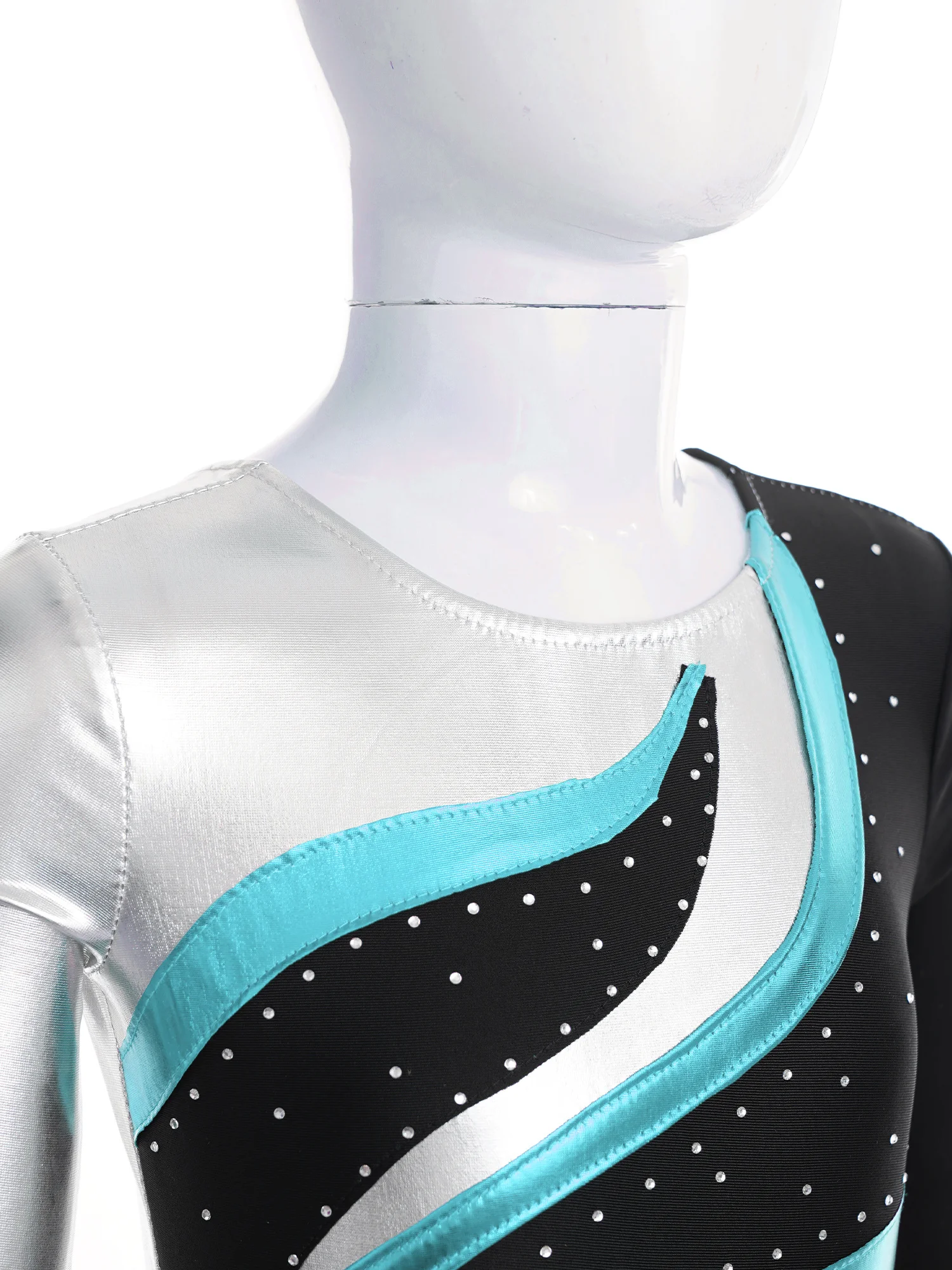 Kids Girls Ballet Leotard Long Sleeve Shiny Rhinestone Decor Bodysuit Gymnastics Skating Dance Class Stage Performance Dancewear ballet leotard dance leotard
