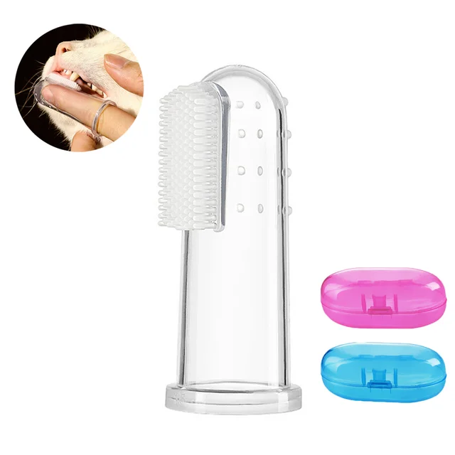 Super Soft Pet Finger Toothbrush Teddy Dog Brush Bad Breath Tartar Teeth Care Tool Dog Cat Cleaning Silicagel Pet Supplies 1