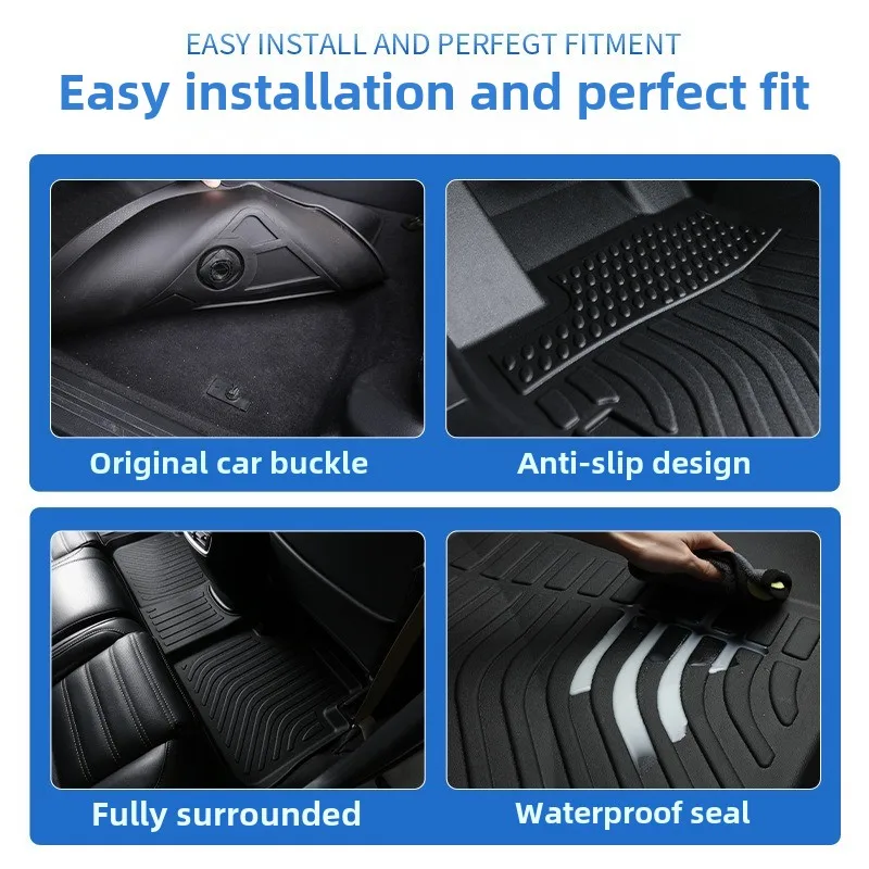 Car Floor Mats For Kia Stinger RWD-All Weather Front Rear , Waterproof Anti-Slip Foot Pads Accessories