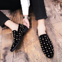 Black Gold Spiked Men's Loafers 6