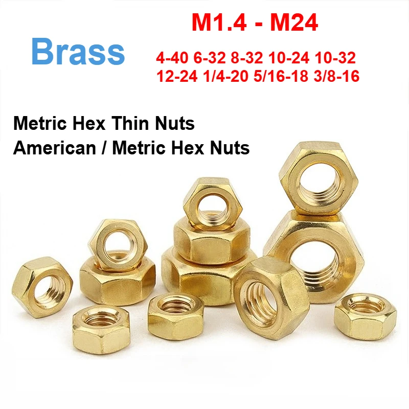 M1.4-M24 4-40 6-32 8-32 10-24 10-32 12-24 真鍮六角ナット 銅六角ナット 薄型六角ナット メトリック ...