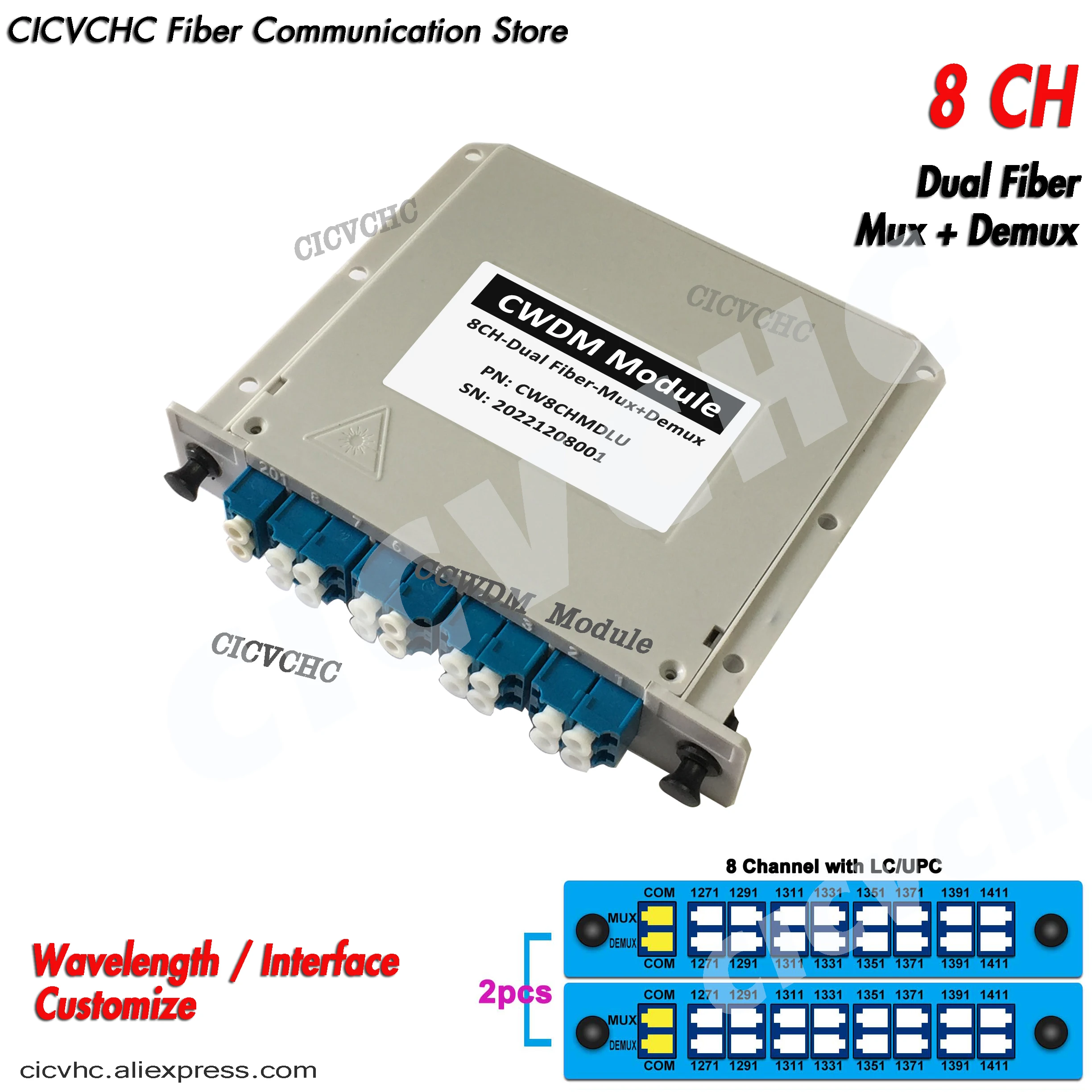 8CH CWDM Plug-in Module with LC/UPC for Dual Fiber