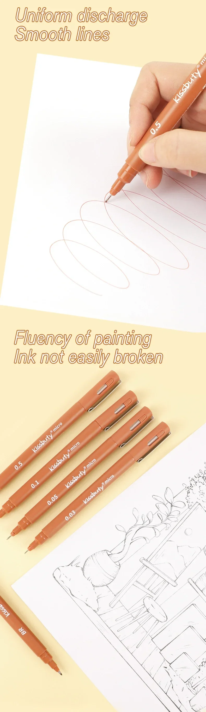 Pigma Micron Fineliner Pens Archivstifte mit schwarzer Tinte, Kalligraphie-Stifte zum Schreiben, Zeichnen oder Journaling – verschiedene Spitzengrößen – Detail 5