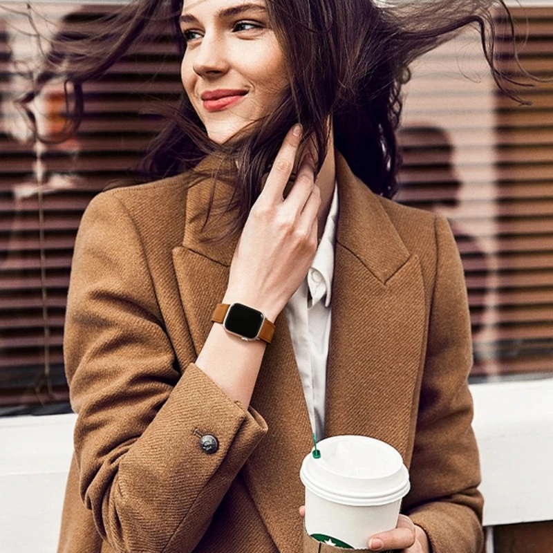 Elegant Leather-Silicone Hybrid Watch Band Bracelet