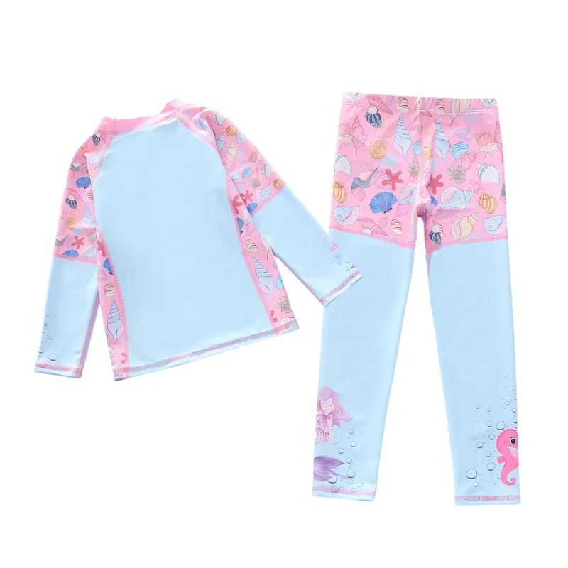 Children's Swimsuit Kids Swimwear for Girls Long Sleeve Rash Guard Beach Clothes Swimming Bathing Suit 2 Pieces Rashguard