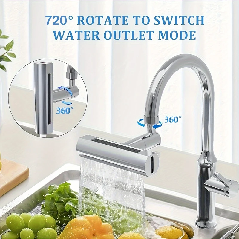 720° Rotation 4 in 1 Waterfall Kitchen Faucet 4-Function Kitchen Sink Extender Spray Nozzle high pressure kitchen tap for sink 2