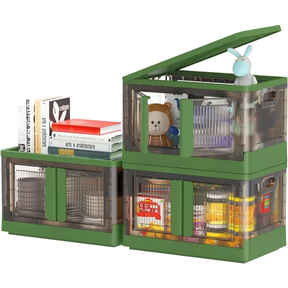 

Ящики для хранения с крышками и колесами, складные пластиковые ящики для хранения, складная коробка для хранения 8,5 галлонов Для органайзеров шкафов, штабелируемые