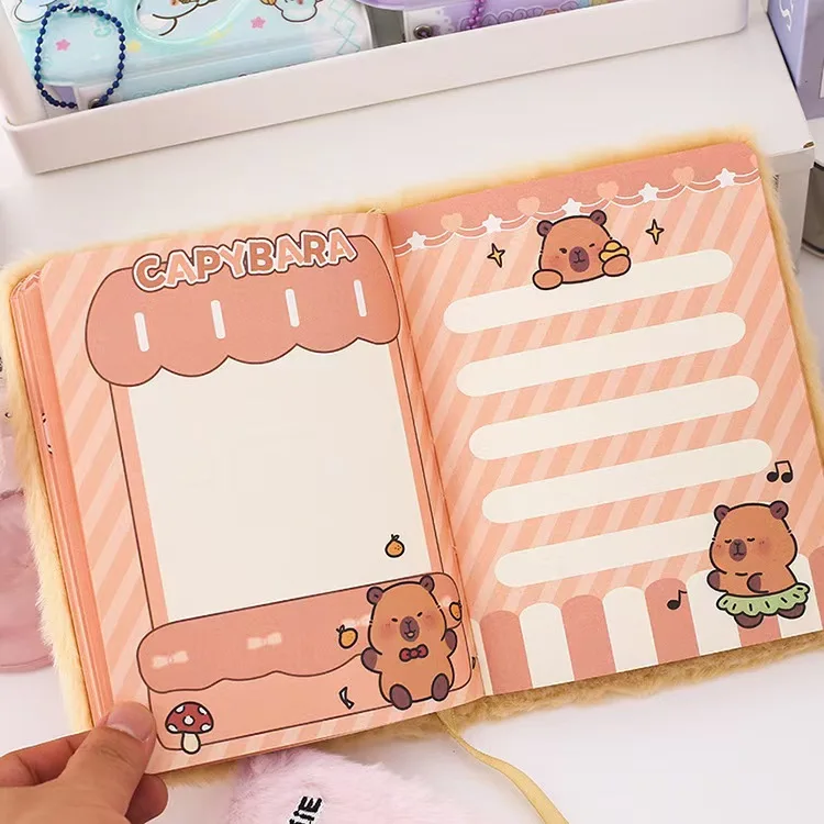 3D Plush Cartoon Capybara Notebook Decompression Notebook Student Planner Color Pages Diary School Stationery Supplies kids gift