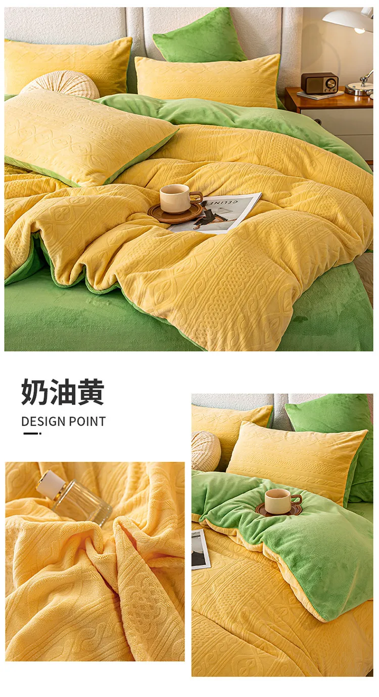 green Winter Warmth Deluxe Bedding Set: Plush Queen Duvet Cover, Sheets & Pillowcases, 4pcs