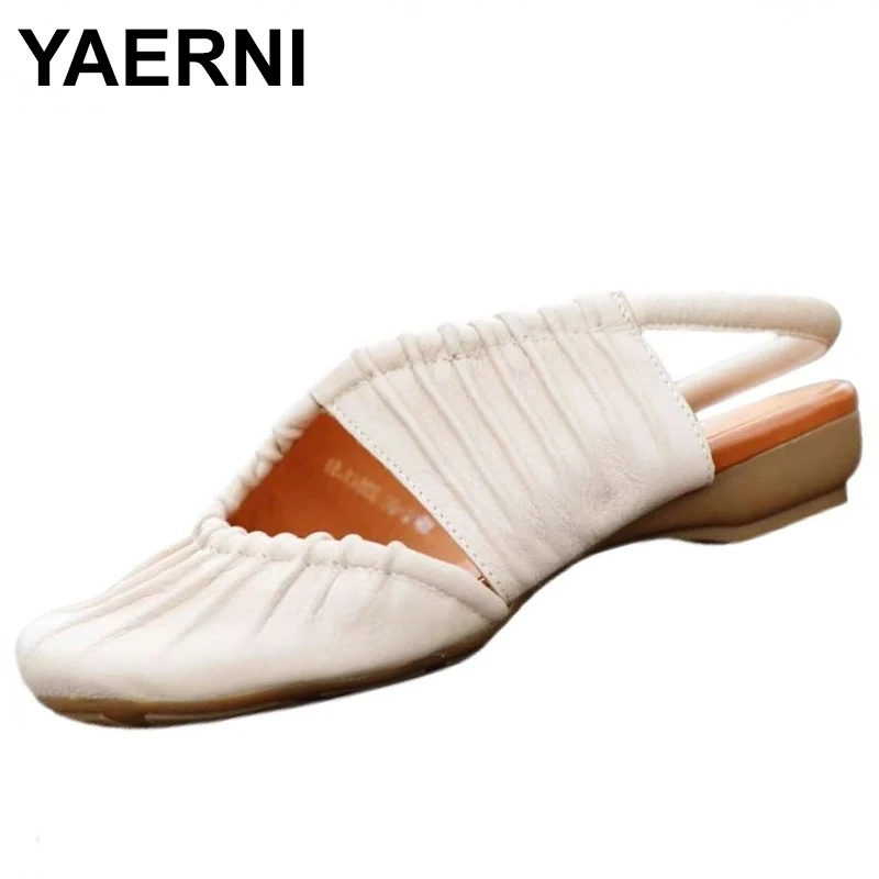 

Artmu Original Women Sandals Genuine Leather Hollow Out Retro Round Toe Woven Closed Toe Beach Sandals Leisure Ladies Sandals