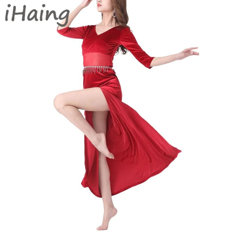 

Women Oriental Belly Dance Dress Spilt Skirt Lesson Wear Dancing Elegant Adult Bellydance Practice Dancewear Outfit Clothings