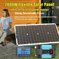 Kit de panneaux solaires 4000 W 12 V à 110 V/220 V – Onduleur 6000 W Charge de batterie 12 V pour maison RV Camping et alimentation de secours 3