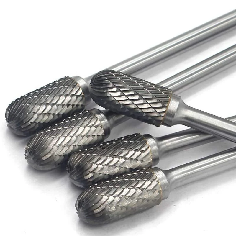1PC Tungsten Carbide Rotary File Burr Style C Ball Nose Cylinder 6mm 1/4 Shank Mould Carving Tools Single Cut Milling Cutter