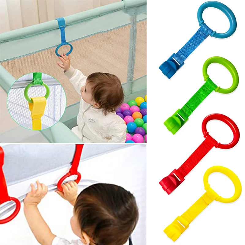 

4Pcs Pull Ring For Playpen Baby Crib Hooks General Use Hooks Baby Toys Pendants Bed Rings Hooks Hanging Ring Help Baby Stand