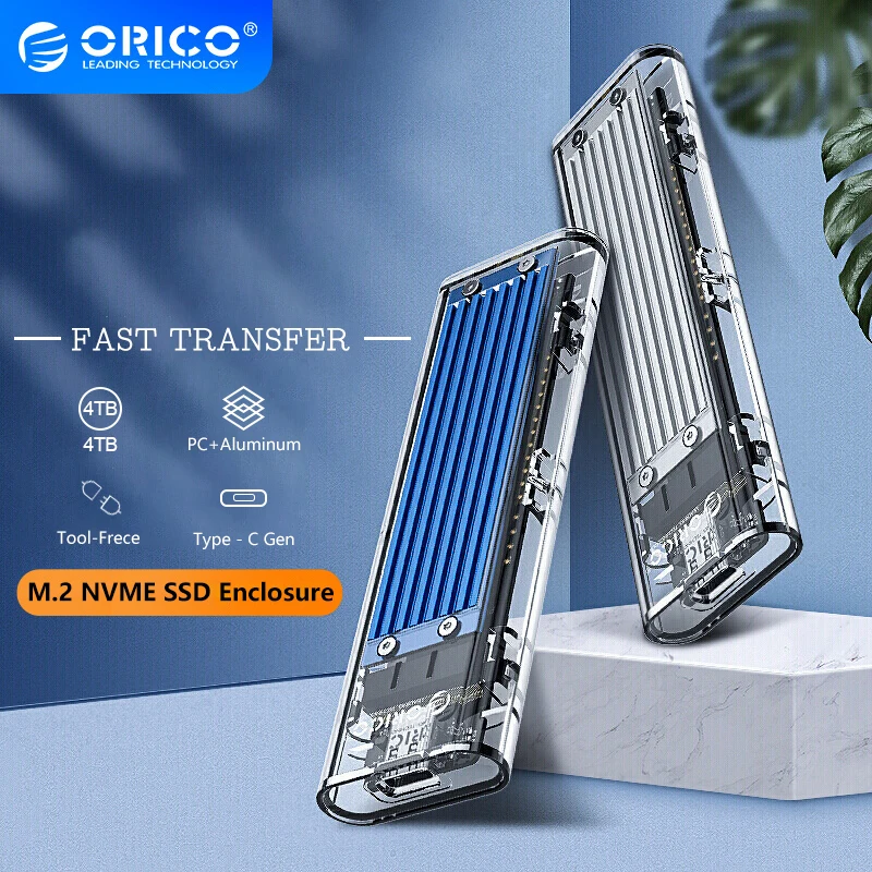 Orico m2 Ssd Case Nvme Ssd Gabinete M.2 para tipo c Gabinete de Disco Rígido Transparente para Nvme Pcie Ngff Sata m Key Ssd Disk Tcm2