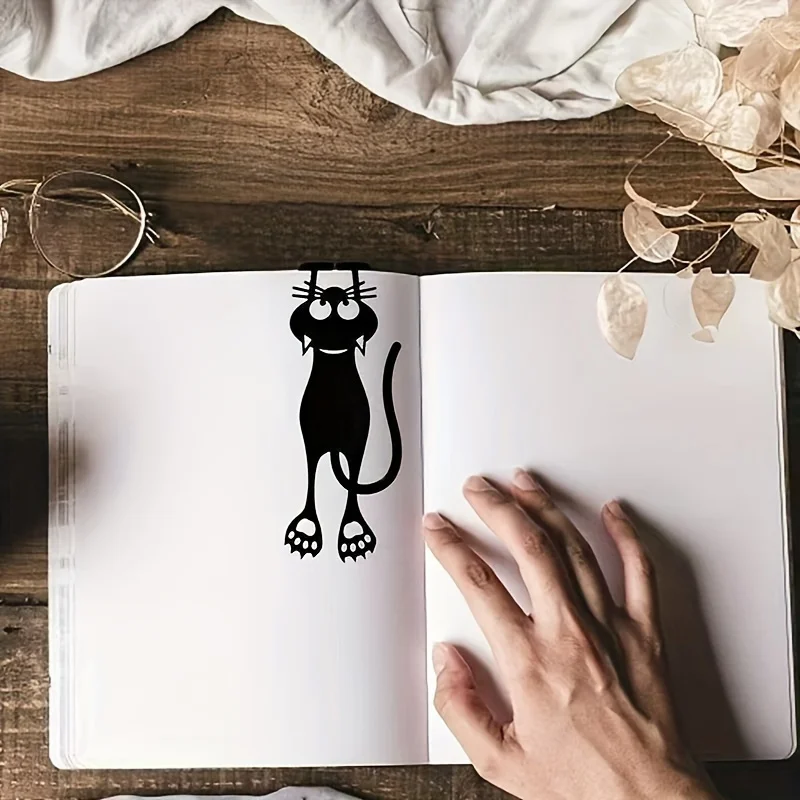 1pc 3D Black Cat Bookmark, Hanging Book Page Marker, Reading Accessory, Suitable for Schools and Offices