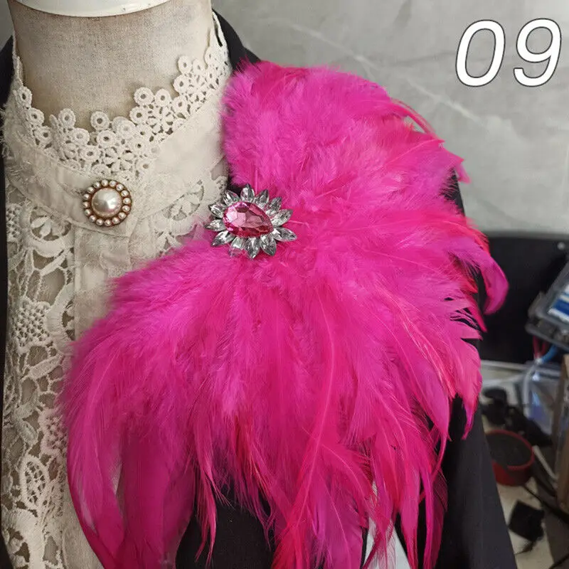 Unisex Strass Feder Brosche Kristall Brosche Pin für Jeans Taille Kleid Zubehör Schulterbrett Karneval Bühne Party Epaulet – Detail 16