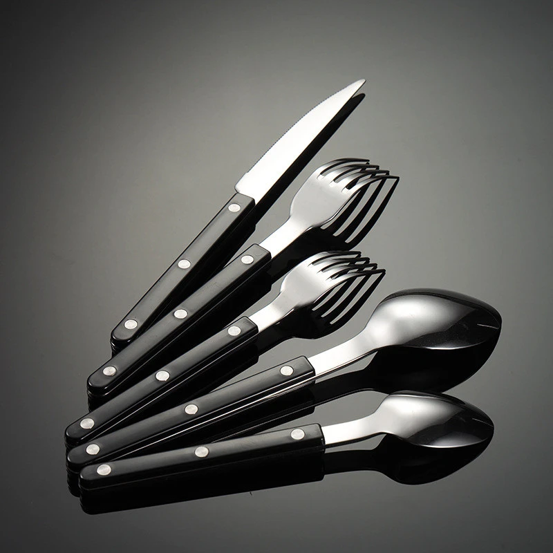 Creative Stainless Steel Cutlery Set Western Fork Spoon Steak Knife Dinnerware Sets with ABS Handle Tableware Kitchen Utensils