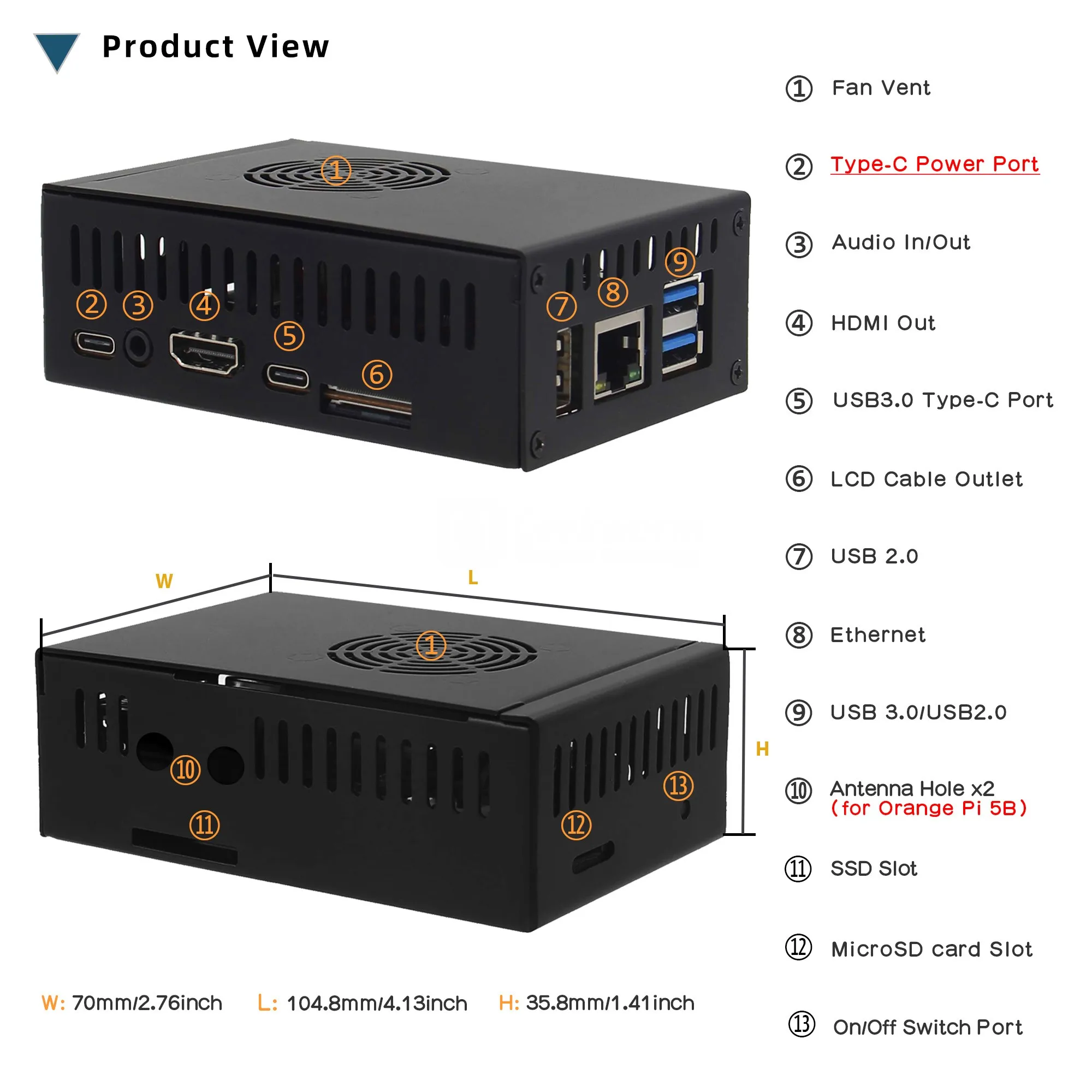 Orange Pi 5/5B ���̽� N505(���� ����� 5V 4A 20W �� 4010 �ð� �� �� �˷�̴� �濭�� ����)