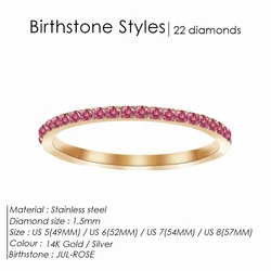 eManco Rhinestone Birthstone Stainless Steel Zodiac Sparkling Ring - Luxury Jewelry Gift (Rose Glod Color)