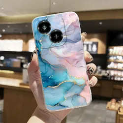 Luxury Clear Shockproof Silicone Soft Phone Case with Marble Floral Print for ZTE Blade A55 (TM2751)