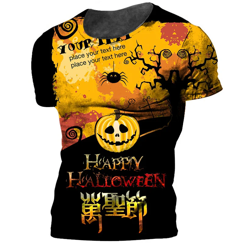 Retro Halloween Dark Pumpkin Men's T-shirt 3D-printed Holiday Short Sleeve T-shirt Creepy Hip Hop O Collar Street Oversized Shir men s shirt brand new halloween jack o lantern witch horror 3d printed pattern street funny oversized t shirt 5xl