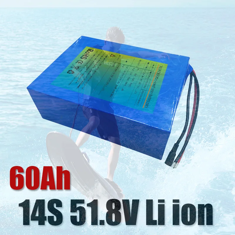 Batteria Agli Ioni Di Litio 14S 51.8V 48V 60Ah Per Tavola Da Surf 52V Efoil Tavola Da Surf Intrattenimento Tavola Da Mare Idrostagnola