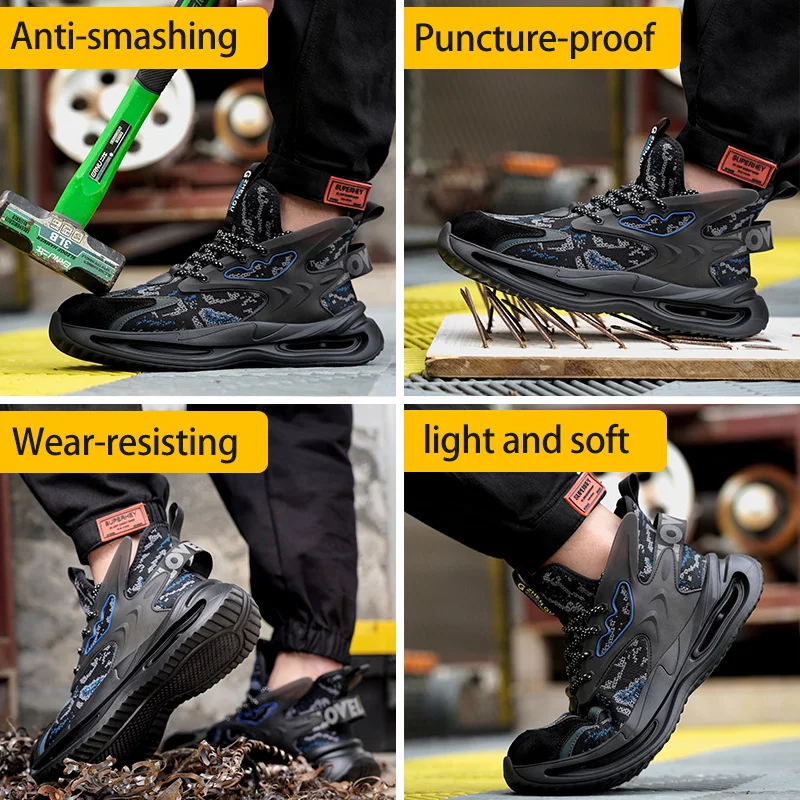 2023 New Safety Shoes Men Boots High Top Work Sneakers Steel Toe Cap Anti-smash Puncture-Proof work Boots Indestructible Shoes