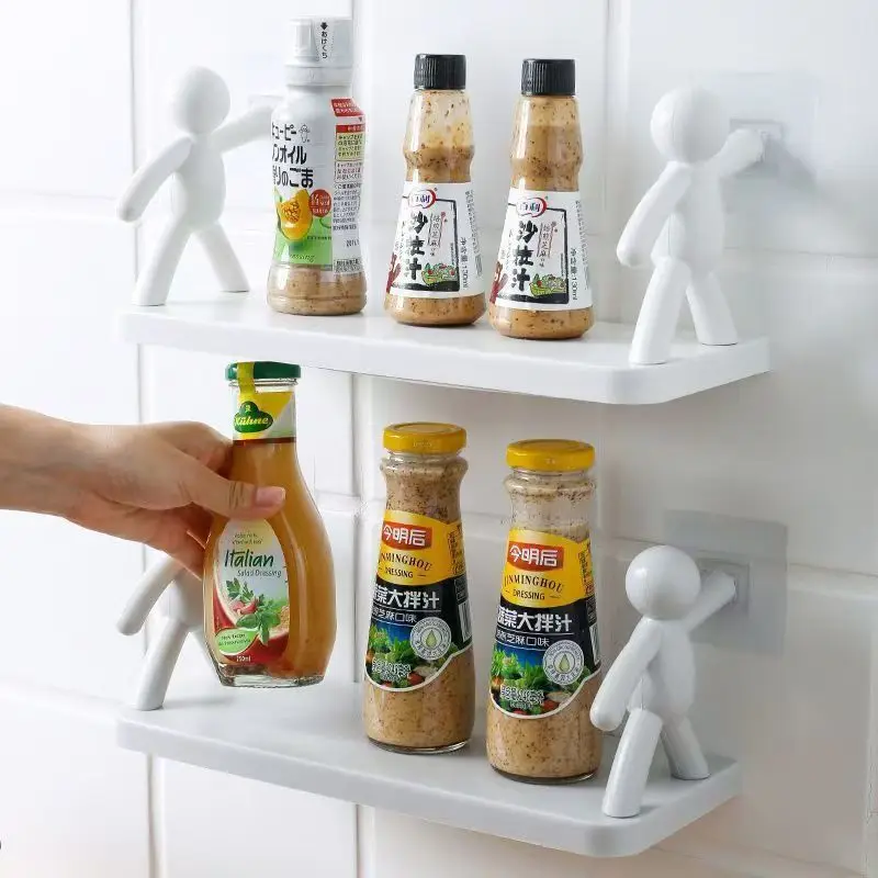 1/2pcs Home Wall Mounted Small Person Storage Rack Without Perforation Bathroom Wall Cosmetics Storage Rack Multifunctional