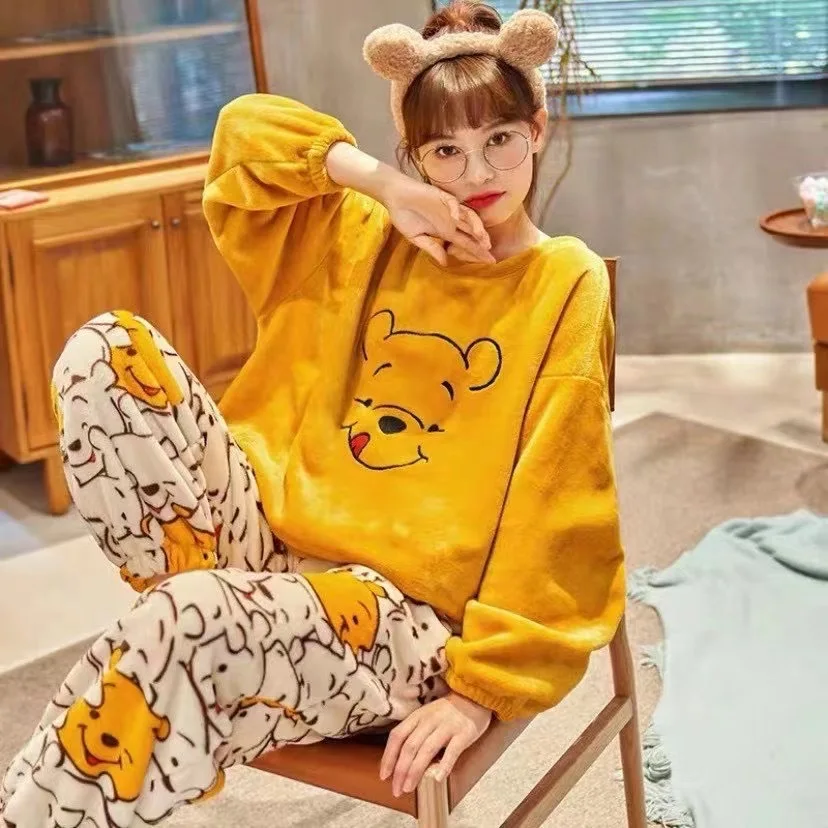 Donald Duck Pajamas Winter Thickening Flannel Pajamas Cartoon Cute Soft Casual Warm Comfortable Home Clothes Set 3