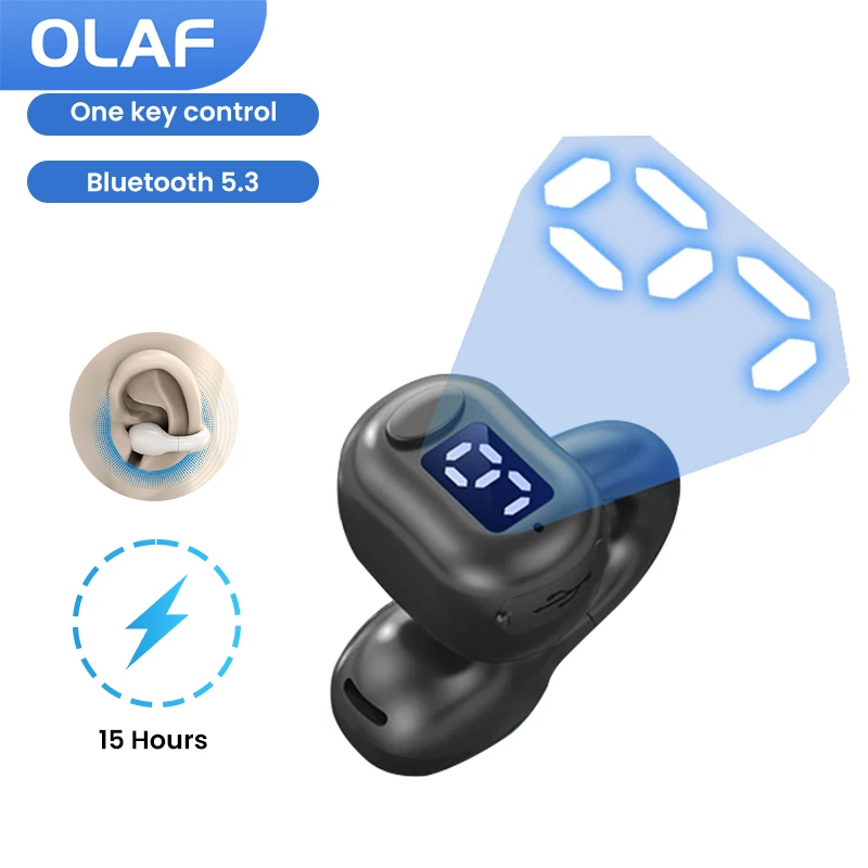 Wireless Bluetooth Headset Single Ear Clip On Headphones HiFi USB Micro Port Charging Digital