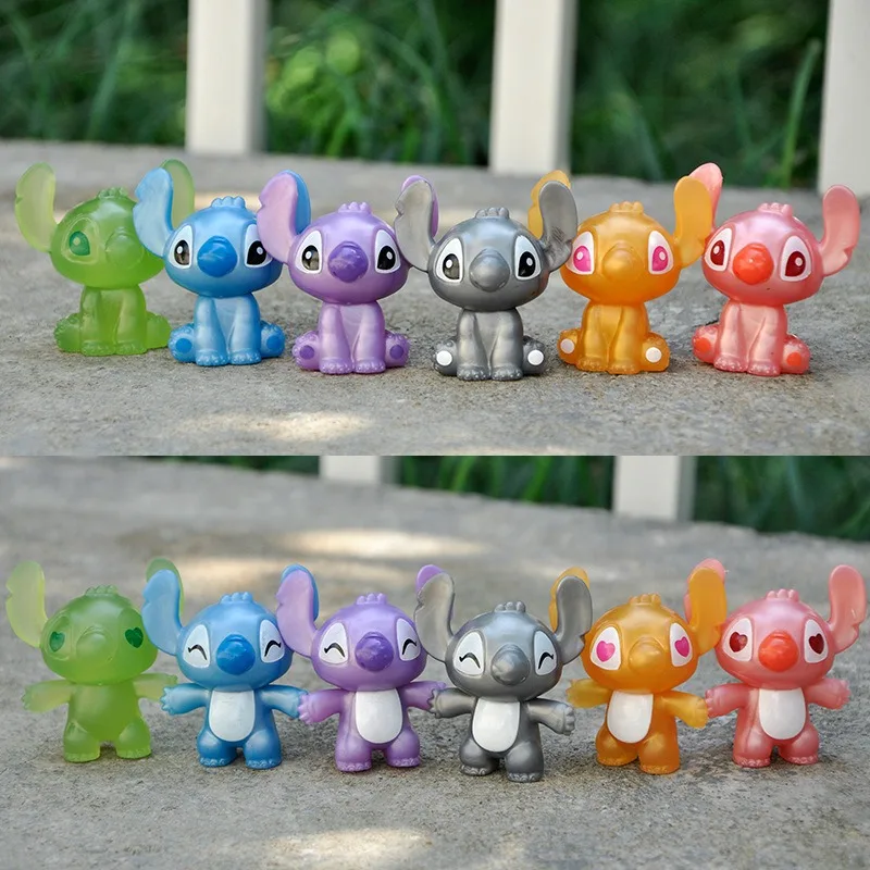 

12pcs Disney Lilo & Stitch Dolls Decoration Anime Action Figure Toy Q Figurals Car Desk Decoration Model Children Birthday Gifts